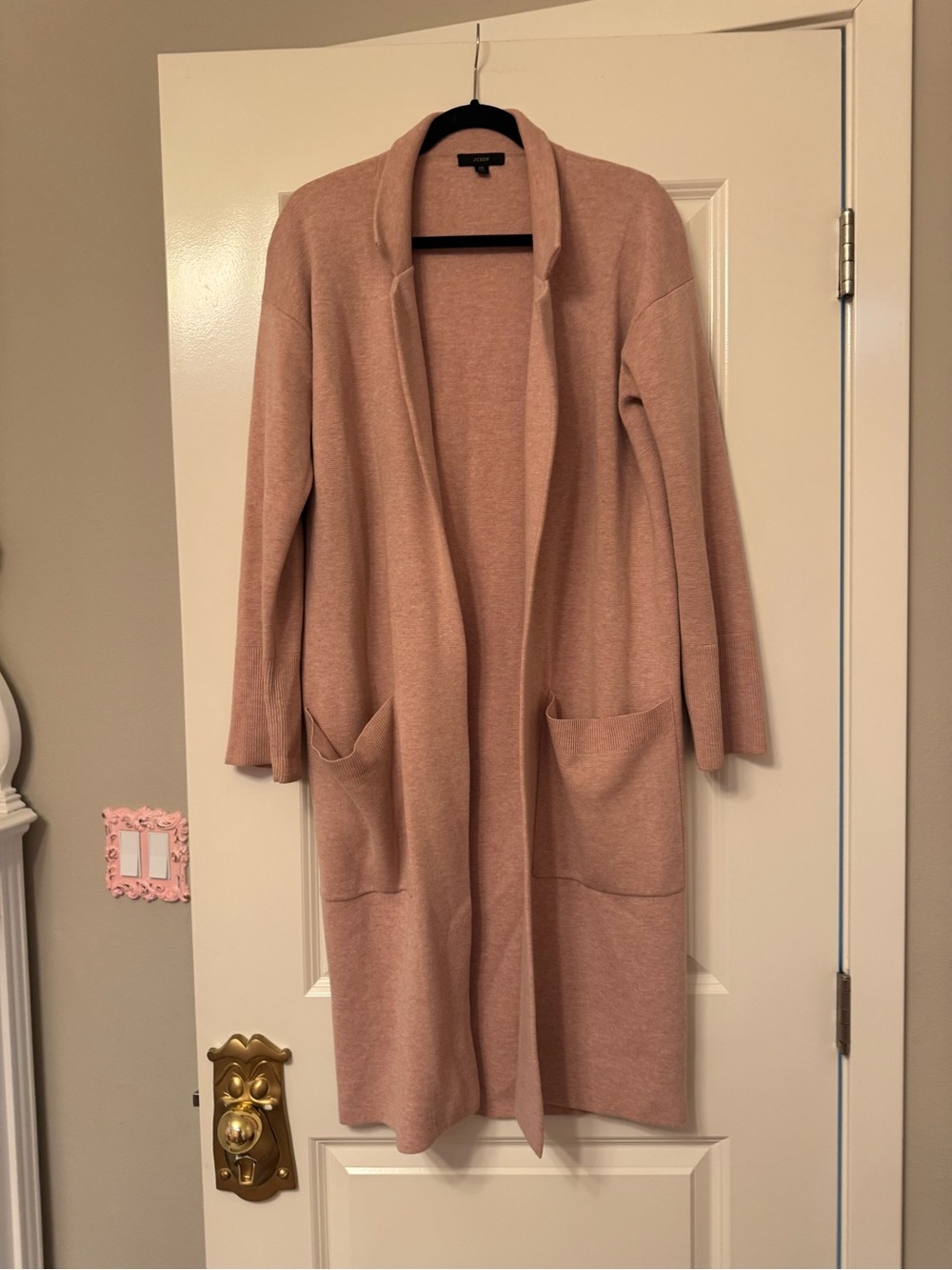 J. Crew Long Open-Front Knit Cardigan Sweater - Dusty Rose